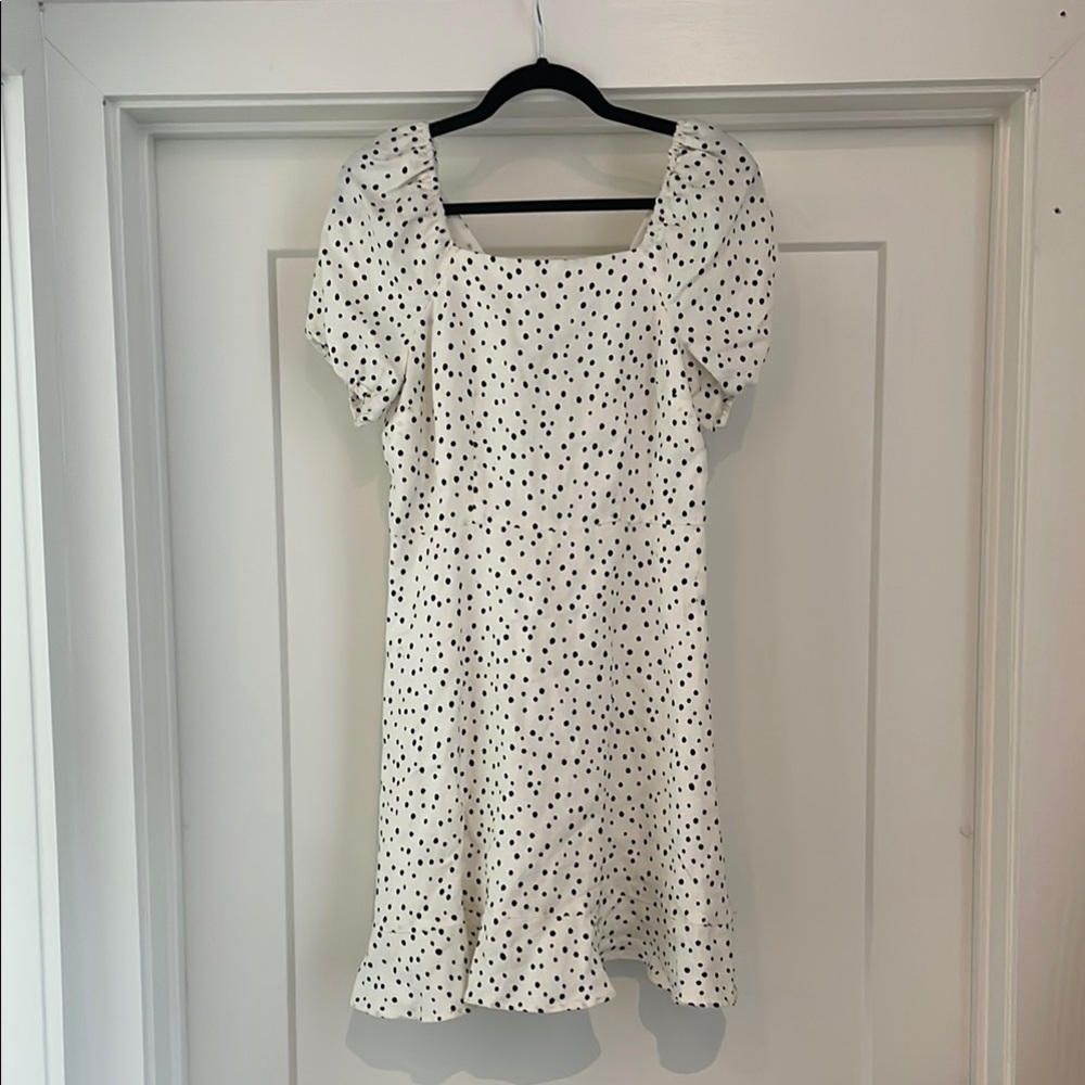LOFT White and Black Ruffled Tiered Mini Dress